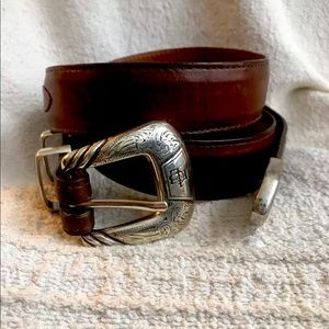 Lucchese Mens Sz 36 Brown Leather Belt